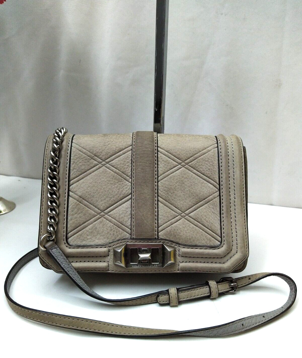 Rebecca Minkoff Gray Leather Turn Lock Chain Strap Crossbody Bag